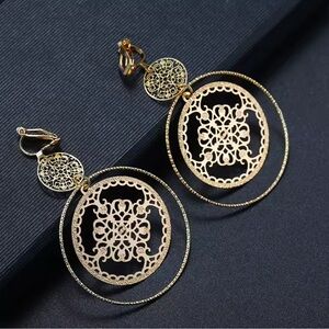 Gold Filigree Clip-on Earrings
